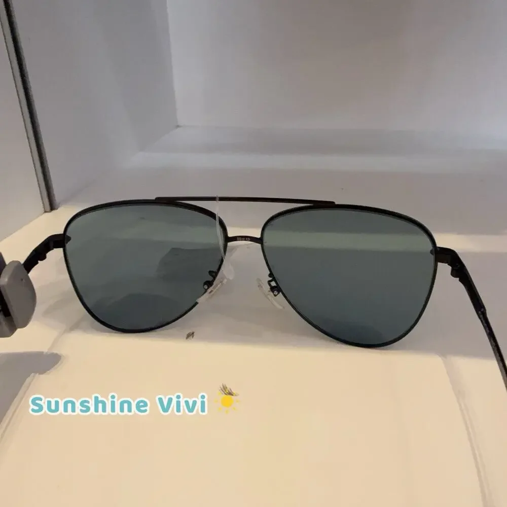 NWT Coach C Hardware Metal Pilot Sunglasses CAE96 Black/Blue